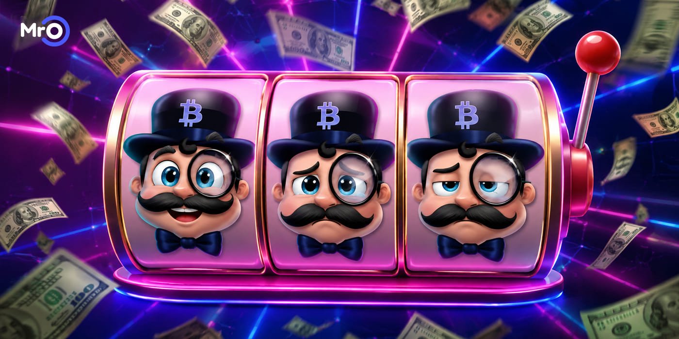 Mr O showing three different moods on colorful slot reels, representing slot styles for every mood.